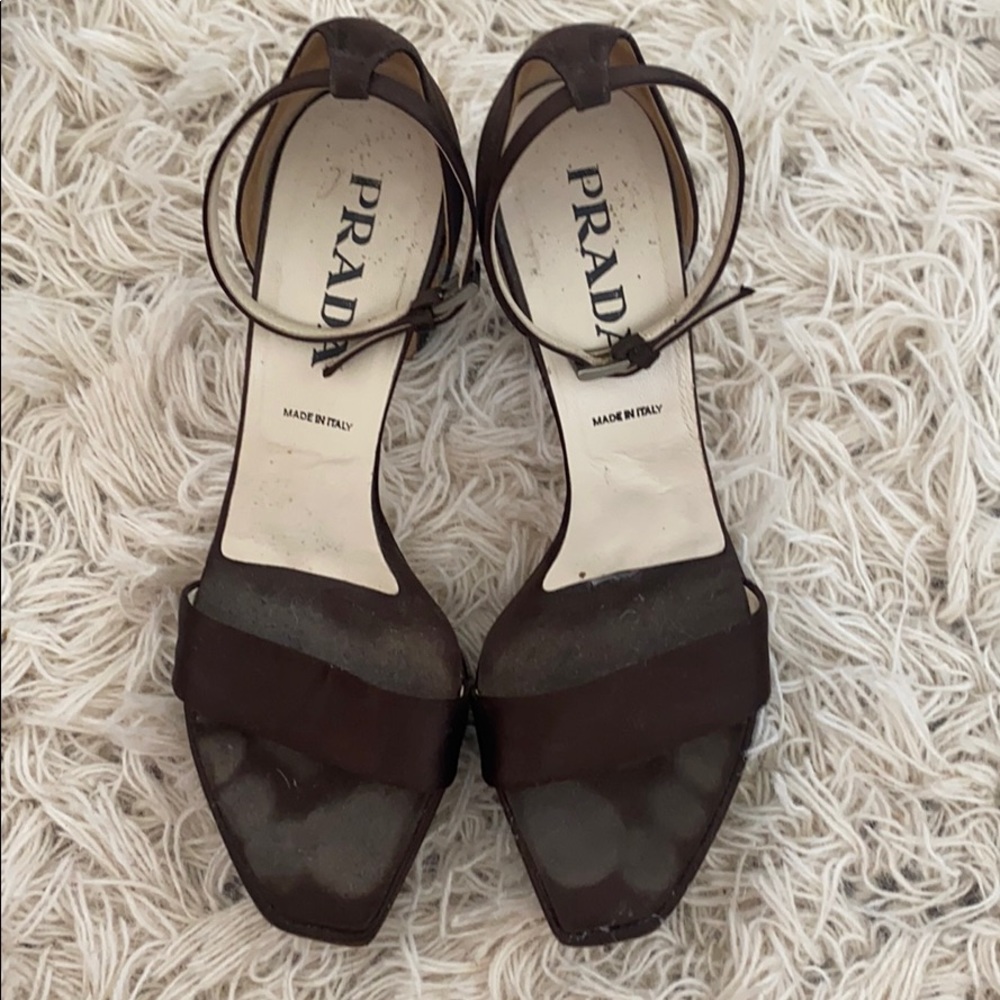 Brown Satin Prada Heels